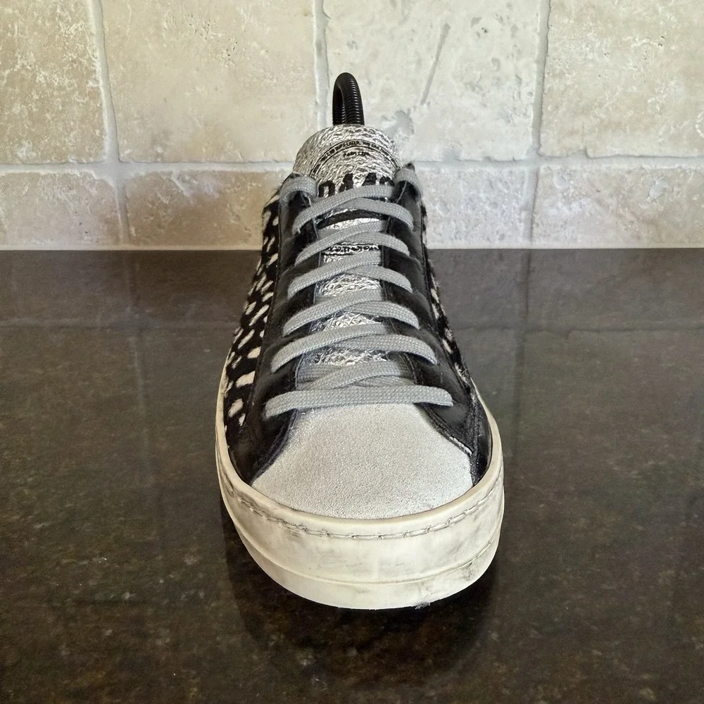 Revolve P448 John Calf Hair Spotted Cowiena Sneaker Black White EU 39 US 8.5 9